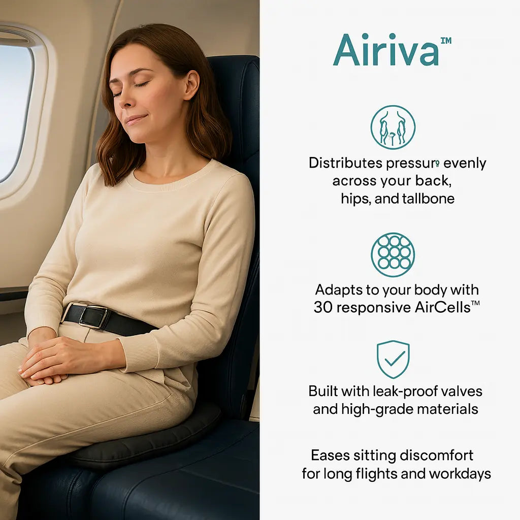 Airiva™ Portable Seat Cushion for Flights, Office & Daily Commutes