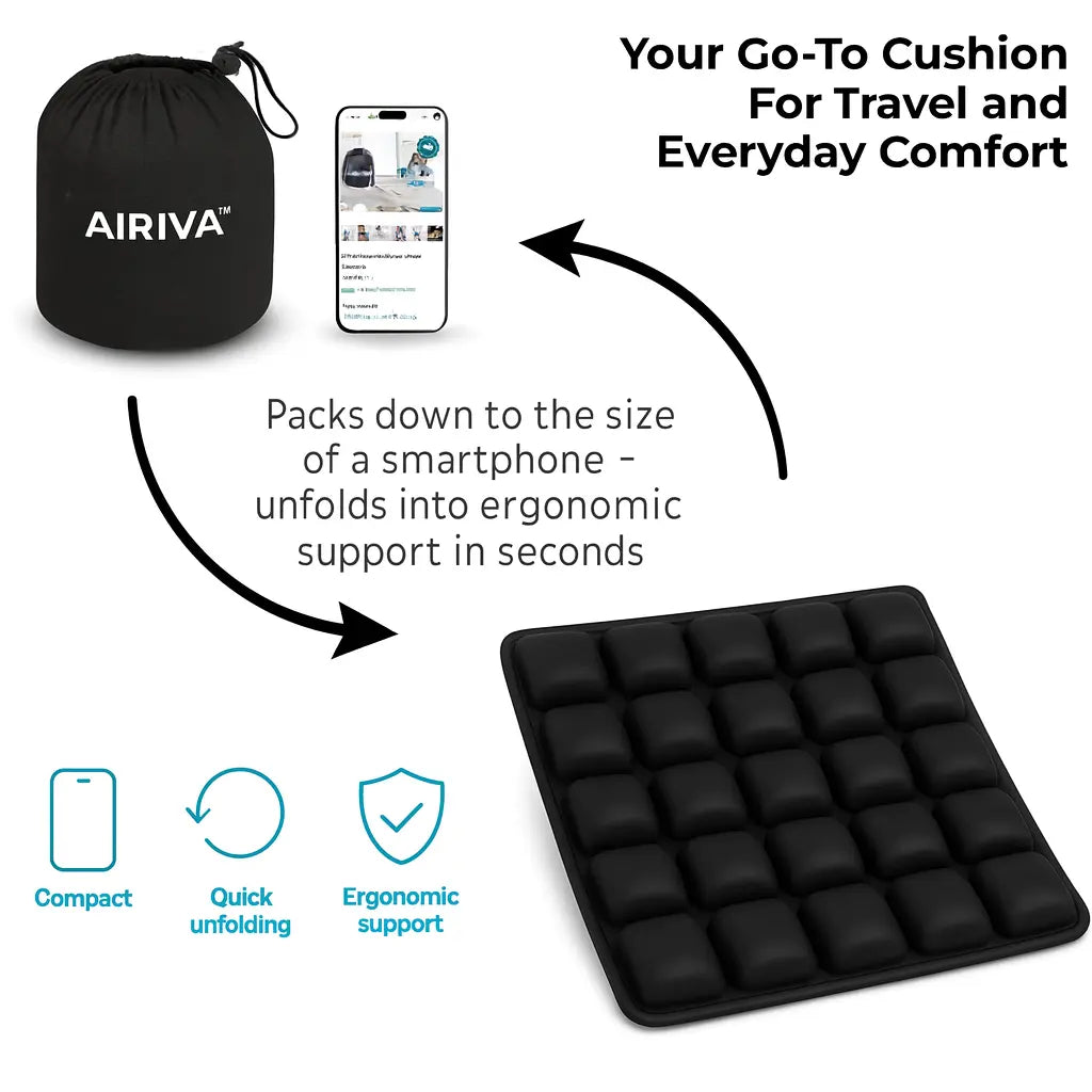 Airiva™ Portable Seat Cushion for Flights, Office & Daily Commutes