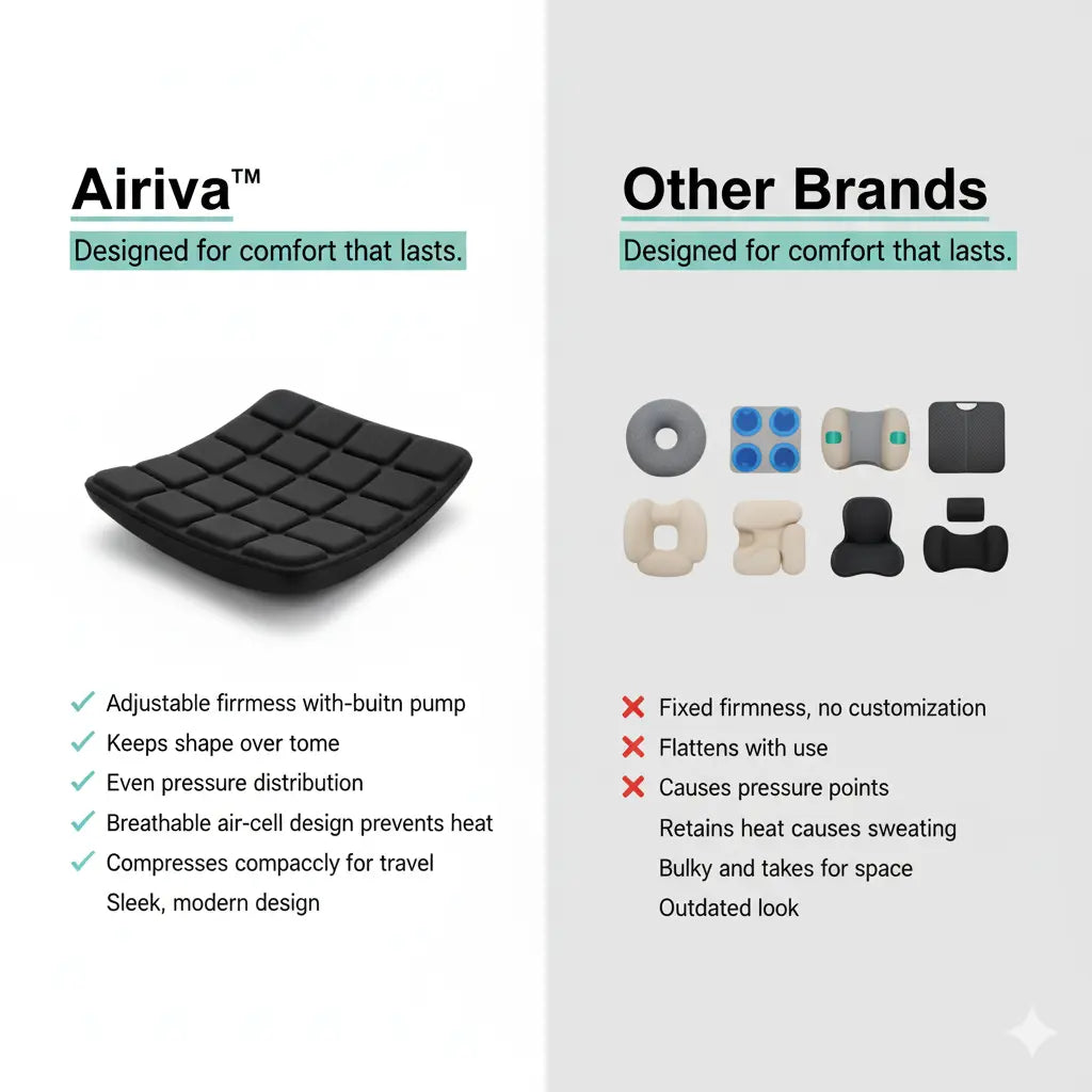 Airiva™ Portable Seat Cushion for Flights, Office & Daily Commutes