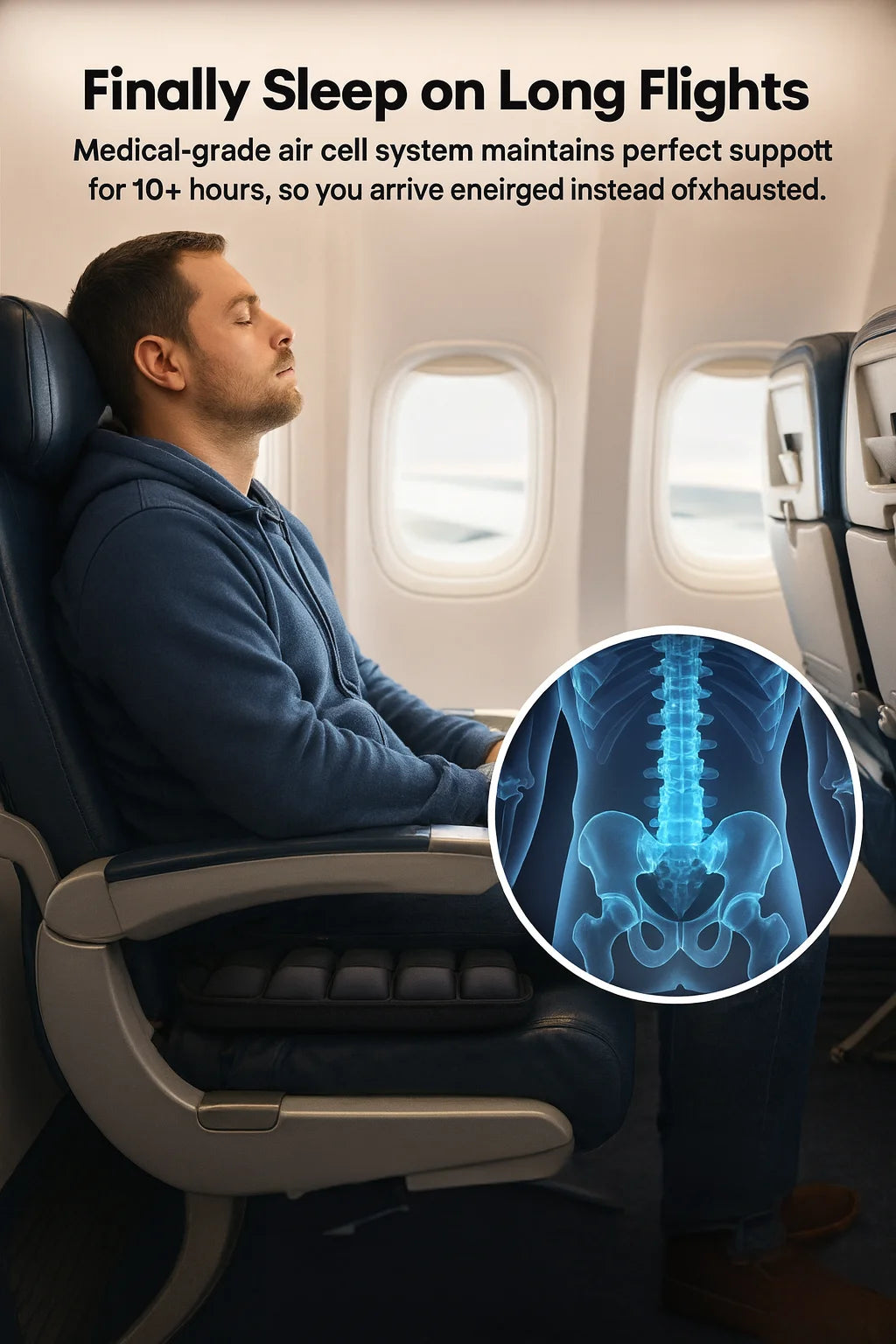 Airiva™ Portable Seat Cushion for Flights, Office & Daily Commutes